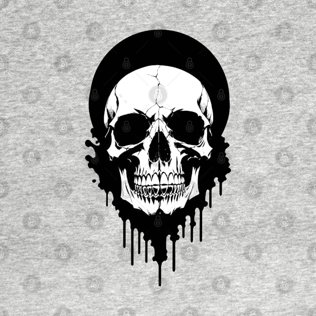 Black and White Skull Ink Art by DeathAnarchy